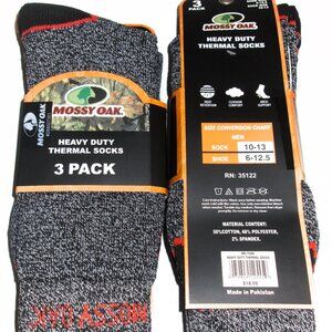 6 Pairs Mens Mossy Oak Cushioned Arch Support Mid Calf Thermal Boot Crew Socks